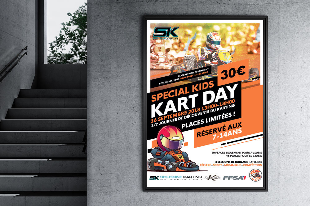 Affiche Flyer sur mesure événementiel karting graphiste impression petit budget